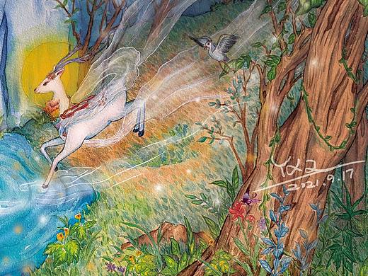 繪本故事【九色鹿】（個(gè)人主頁-ZMzYzMTcxMjA=） - 兒童插畫 - 站酷設(shè)計(jì)師張呀呀y(tǒng)a插畫原創(chuàng)素材 - 站酷ZCOOL