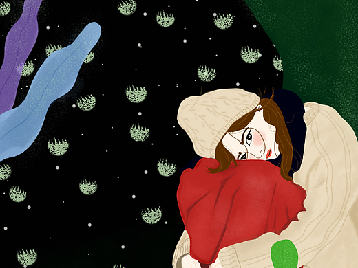 原创插画 | 黑夜里的小女孩