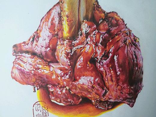 彩铅练习《一个肘子》（个人主页-ZMzQ3NDM3NDg=） - 绘画 - 站酷设计师普藍加深红原创素材 - 站酷ZCOOL