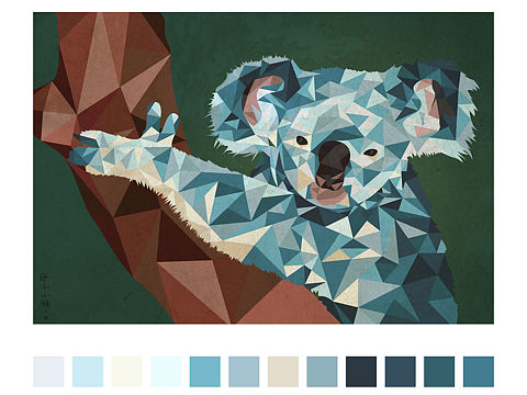 Lowpoly风格-考拉（个人主页-ZNDI4MjY1NjQ=） - 创作习作 - 站酷设计师小小豬x原创素材 - 站酷ZCOOL