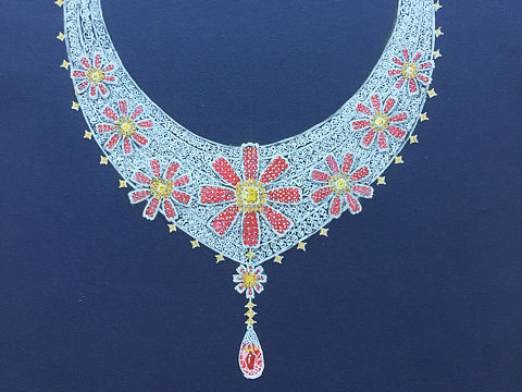 美好时光项链珠宝设计手绘