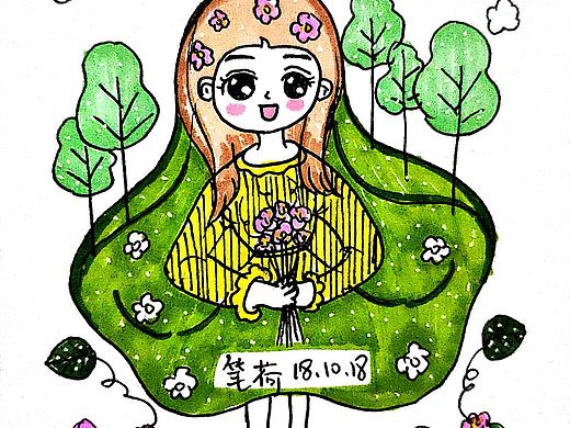创意简笔画女孩