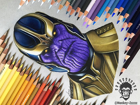 MZ彩鉛手繪漫威英雄系列-滅霸（個人主頁-ZMjQ0MTI2NzI=） - 創(chuàng)作習作 - 站酷設計師MZ_先森原創(chuàng)素材 - 站酷ZCOOL