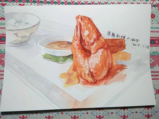 一只油焖大虾水彩过程图