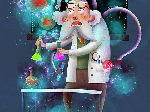 儿插风格科学怪爷爷