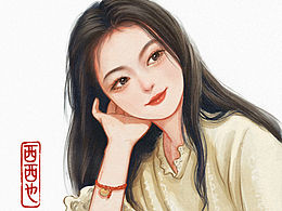 復古水彩少女頭像