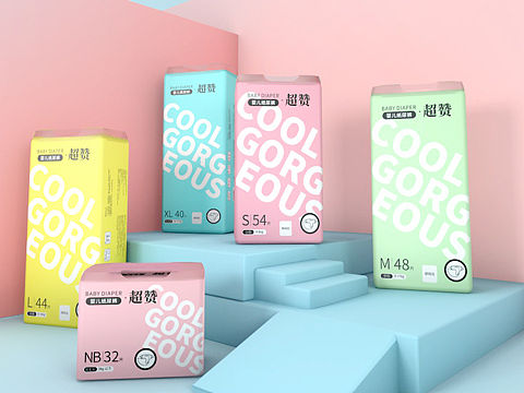 C4D产品海报｜纸尿裤母婴产品