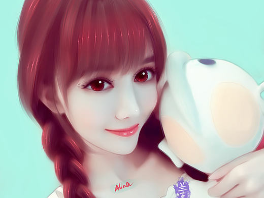 真人转手绘(20)麻花辫女孩