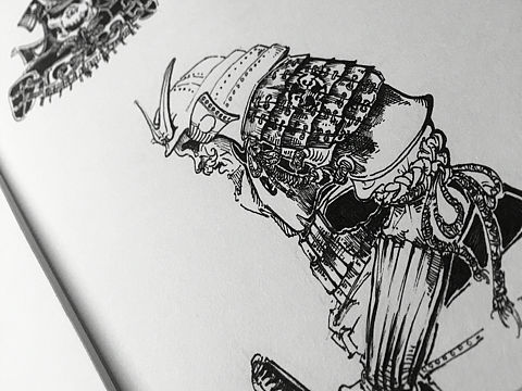 原创手绘 武士 插画练习