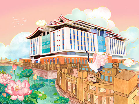 莆丛仙来（莆田学院新区插画作品）