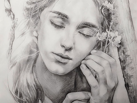 LTmuzi绘画作品素描版《树仙子》