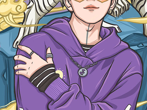 国潮人物插画2——几你太美坤坤原型😃