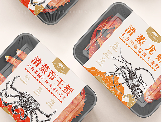 海鲜速食插画包装设计