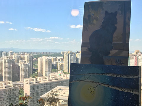 油画作品一幅——夏日海边清凉一下～（个人主页-ZMjE5MzMxNzY=） - 绘画 - 站酷设计师寒烟微凉Oo原创素材 - 站酷ZCOOL