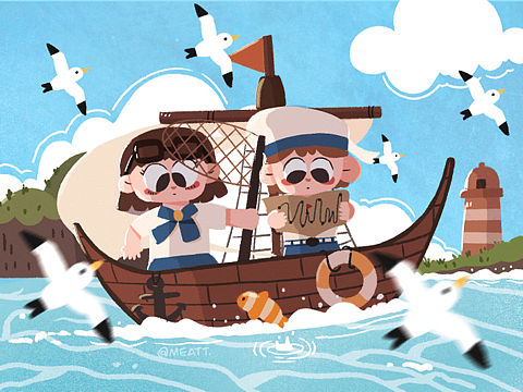 儿童插画—航海计划