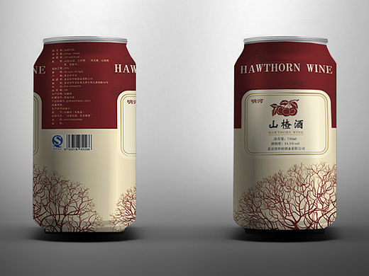 山楂酒易拉罐和包装箱设计~