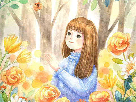 水彩插画—大自然的孩子