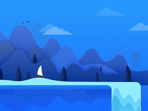 ui小插画 失量插画 风景 背景 封面图