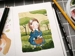 儿童水彩插画