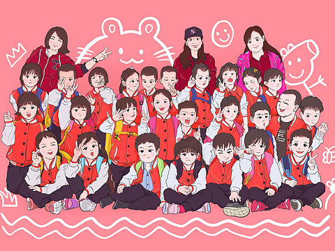 帮幼儿园小朋友们画的集体照～