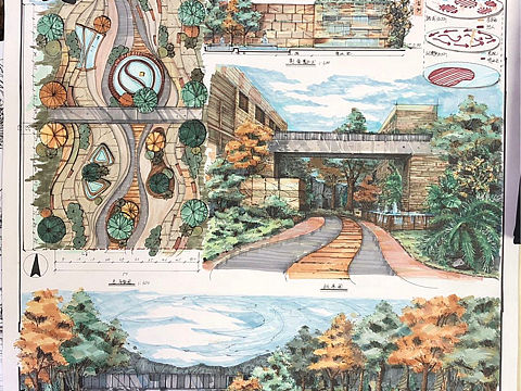 武汉理工大学环艺考研上岸学姐手绘快题作品