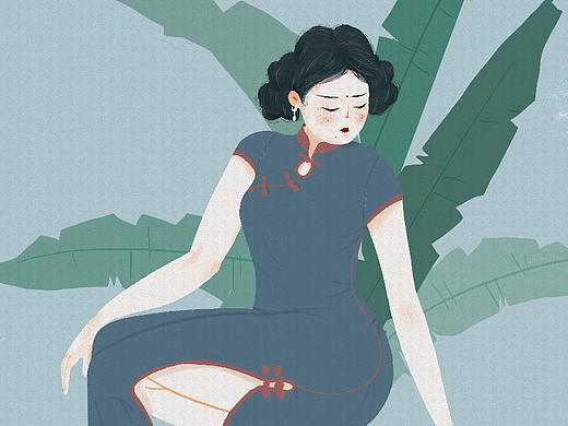 插畫‖復古旗袍（個人主頁-ZNDg2MjUzMTI=） - 商業(yè)插畫 - 站酷設計師阿圓滾滾1原創(chuàng)素材 - 站酷ZCOOL