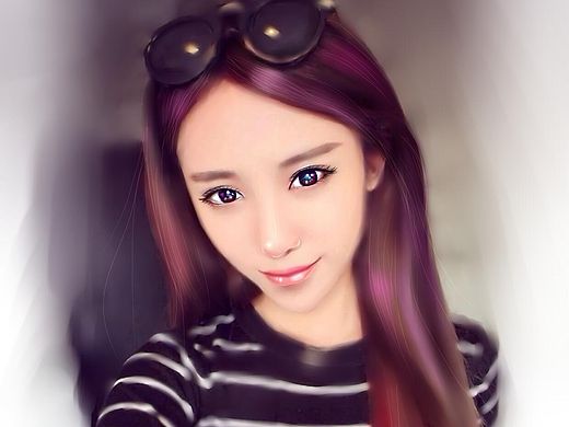 使用sai软件转手绘美女（个人主页-ZMTQyNzc4MDQ=） - 艺术插画 - 站酷设计师直直怪原创素材 - 站酷ZCOOL