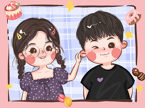 Q版情侣合照 情侣头像