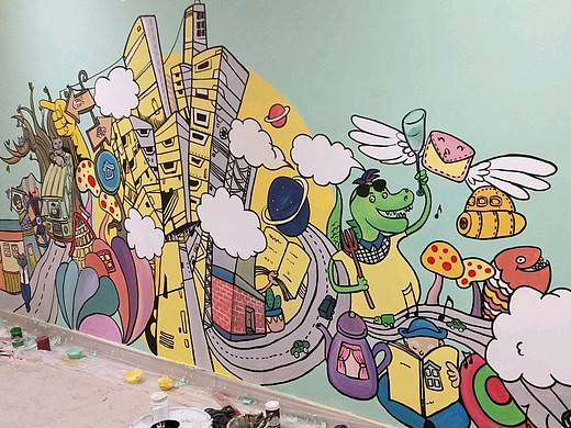 3年前亦度装饰壁画设计插画-新锐潮流插画乡风文明素材 绘画素材 墙绘