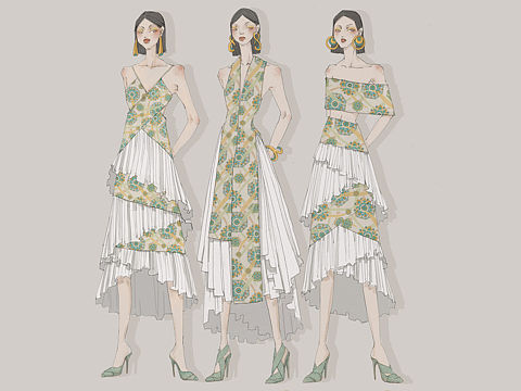 梵花飞天|礼服设计效果图