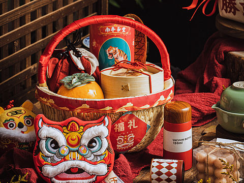 田园竹篮新年礼品