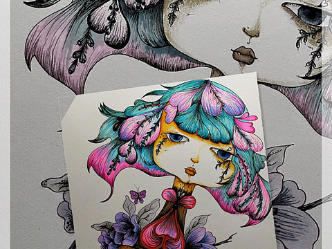 中国风原创插画,纯手绘,装饰画,人物设计,民族风