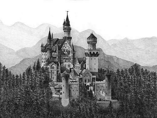 新天鹅堡钢笔画系列（个人主页-ZMjAyMjQ4MjQ=） - 绘画 - 站酷设计师loong_原创素材 - 站酷ZCOOL