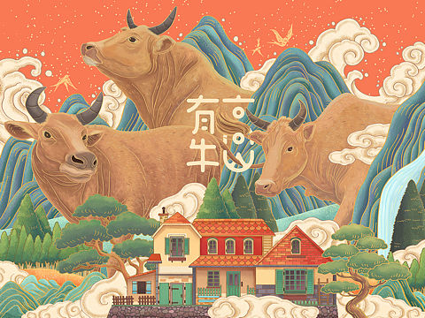 高山有牛 品牌插畫設計