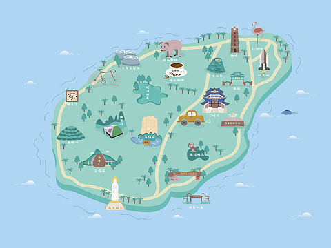 海南省地图手绘