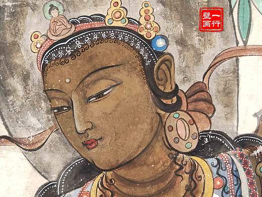 敦煌壁画观音蓝度母-东千佛洞西夏壁画
