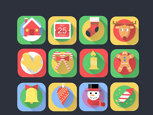 圣诞主题扁平图标