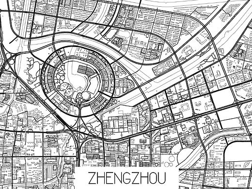 地图黑白——郑州