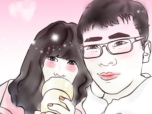 全身手绘真人照片转插画七夕礼物定制送女朋友男朋友情人节礼物