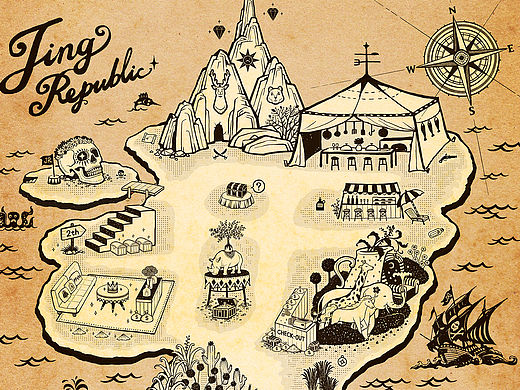 上海共和京品品牌店室内导向主题插画绘制