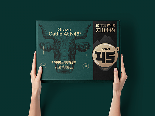 牧牛北纬45度天山牛肉品牌全案升级/logo/vi/空间