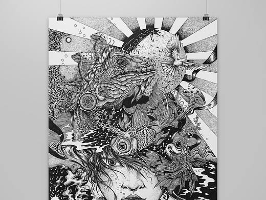 《孕育》针管笔插画作品（内含过程图）
