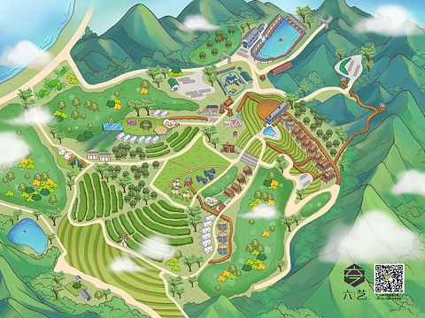手绘地图小合集。景区全域旅游路线图h5智慧导览小程序
