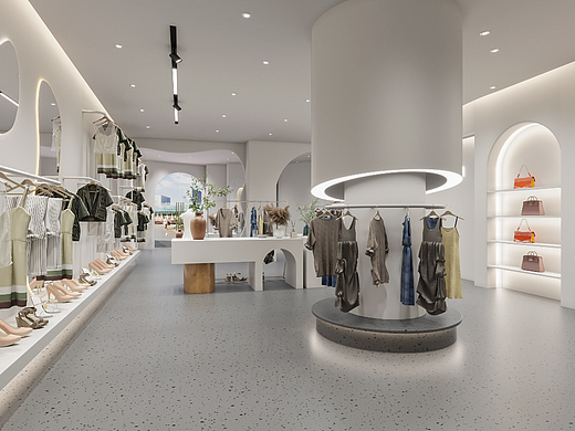 大胆轻盈的自然宅寂简约服装店设计
