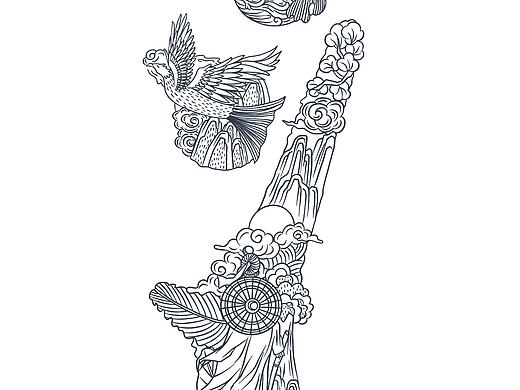 T恤字体黑白画设计