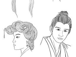 五官发型线稿临摹-练习