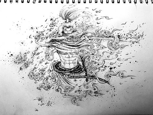 好久没发图了,来一张亚索手稿吧!画的一般般🤭