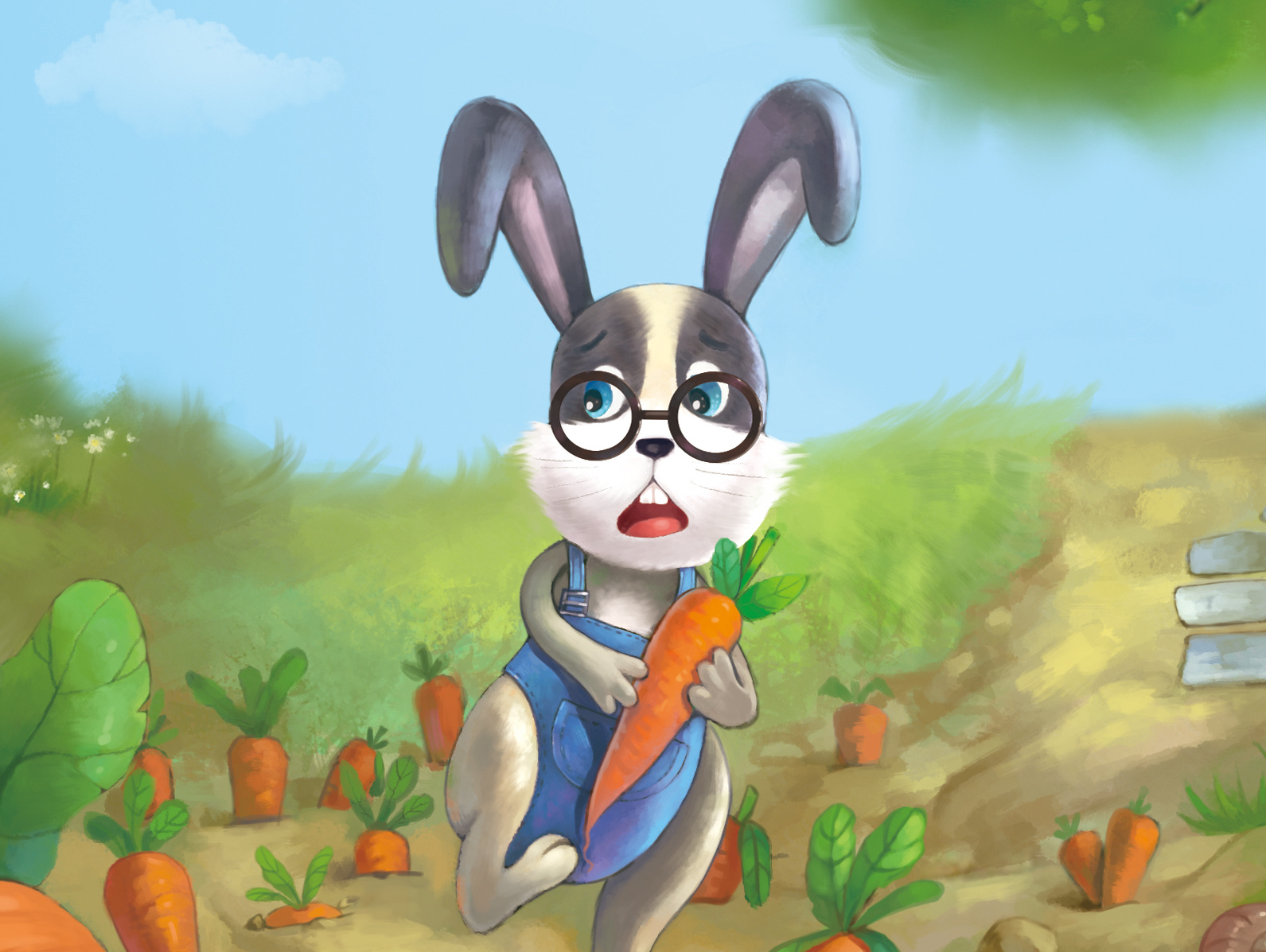 小兔子拔萝卜插图|插画|儿童插画|小灰灰3 - 原创作品 - 站酷 (ZCOOL)