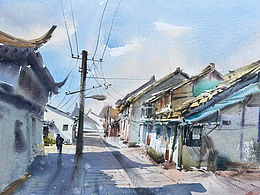 水彩《老鎮(zhèn)時(shí)光》