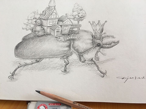 可爱的甲虫（个人主页-ZMzg3NjYxMjg=） - 儿童插画 - 站酷设计师三个原色原创素材 - 站酷ZCOOL